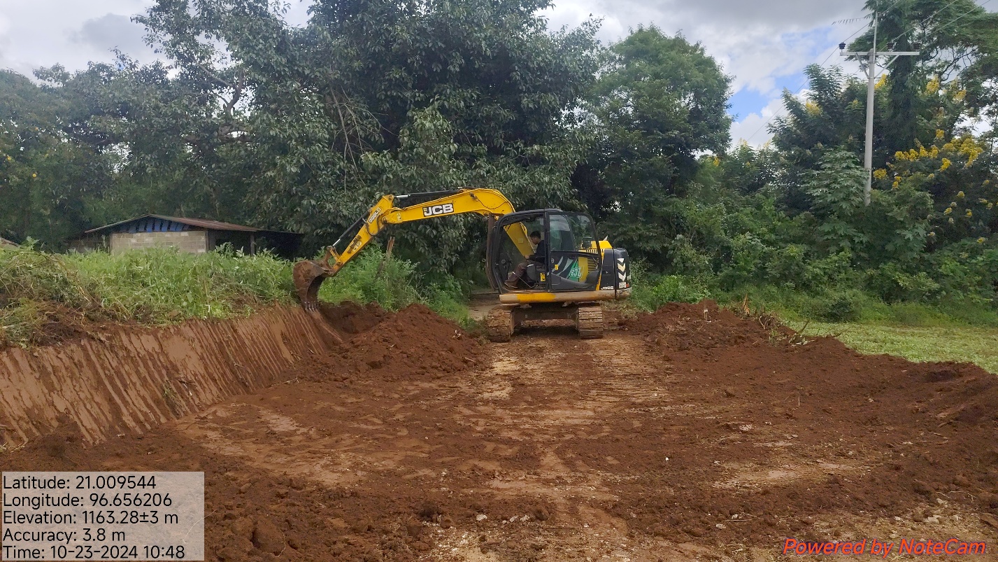 Excavator working on infrastructure project
