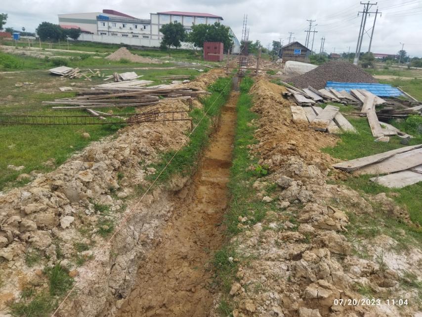 Drainage line under construction